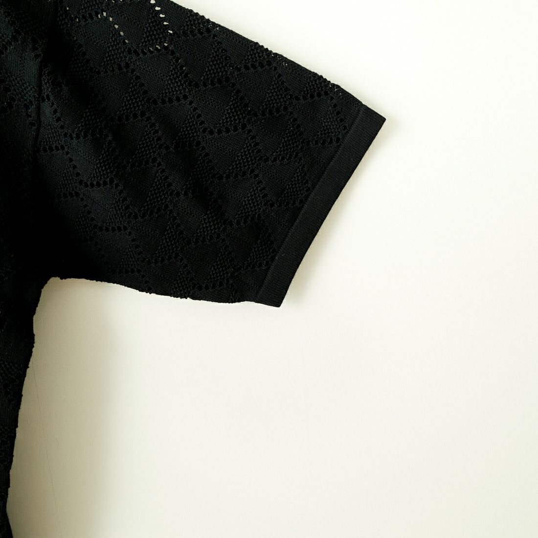 SLICK [スリック] ハイツイストパターンメッシュ ニットポロカーディガン [5266736] 700 BLACK