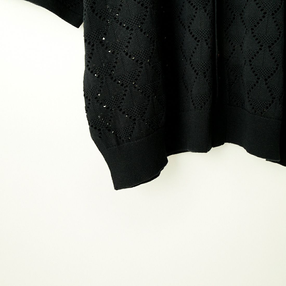 SLICK [スリック] ハイツイストパターンメッシュ ニットポロカーディガン [5266736] 700 BLACK