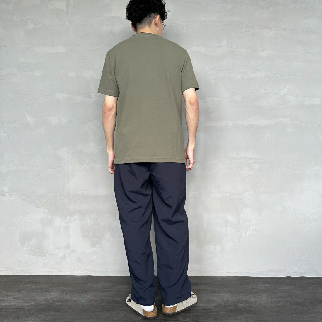 LACOSTE [ラコステ] ラインドリブネック鹿の子地Tシャツ [TH1004] 166 NAVY