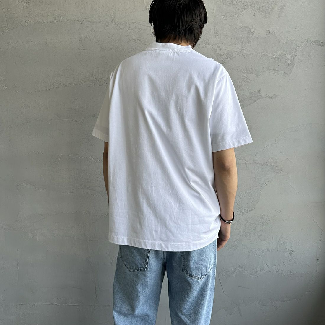 LACOSTE [ラコステ] クルーネックTシャツ [TH5582] 001 WHITE &&モデル身長：173cm 着用サイズ：5&&