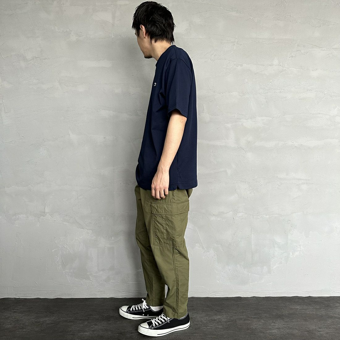 LACOSTE [ラコステ] クルーネックTシャツ [TH5582] 166 NAVY &&モデル身長：173cm 着用サイズ：6&&