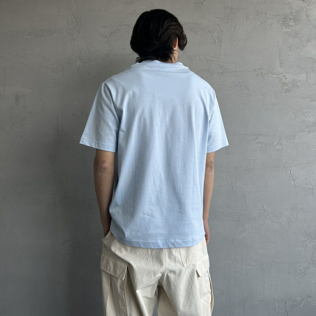 LACOSTE [ラコステ] クルーネックTシャツ [TH5582] T01 SAX &&モデル身長：179cm 着用サイズ：5&&