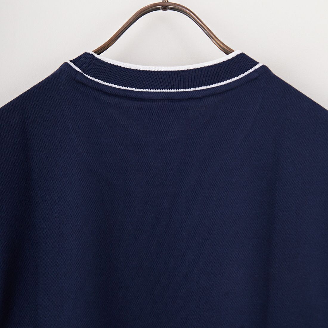 LACOSTE [ラコステ] ラインドリブネック鹿の子Tシャツ [TH1004] 166 NAVY