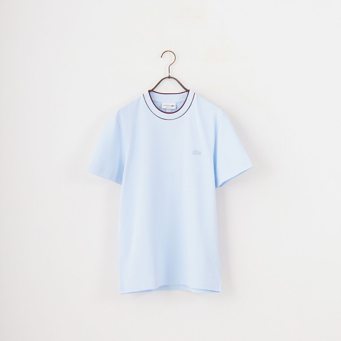 LACOSTE [ラコステ] ラインドリブネック鹿の子Tシャツ [TH1004] T01 SAX
