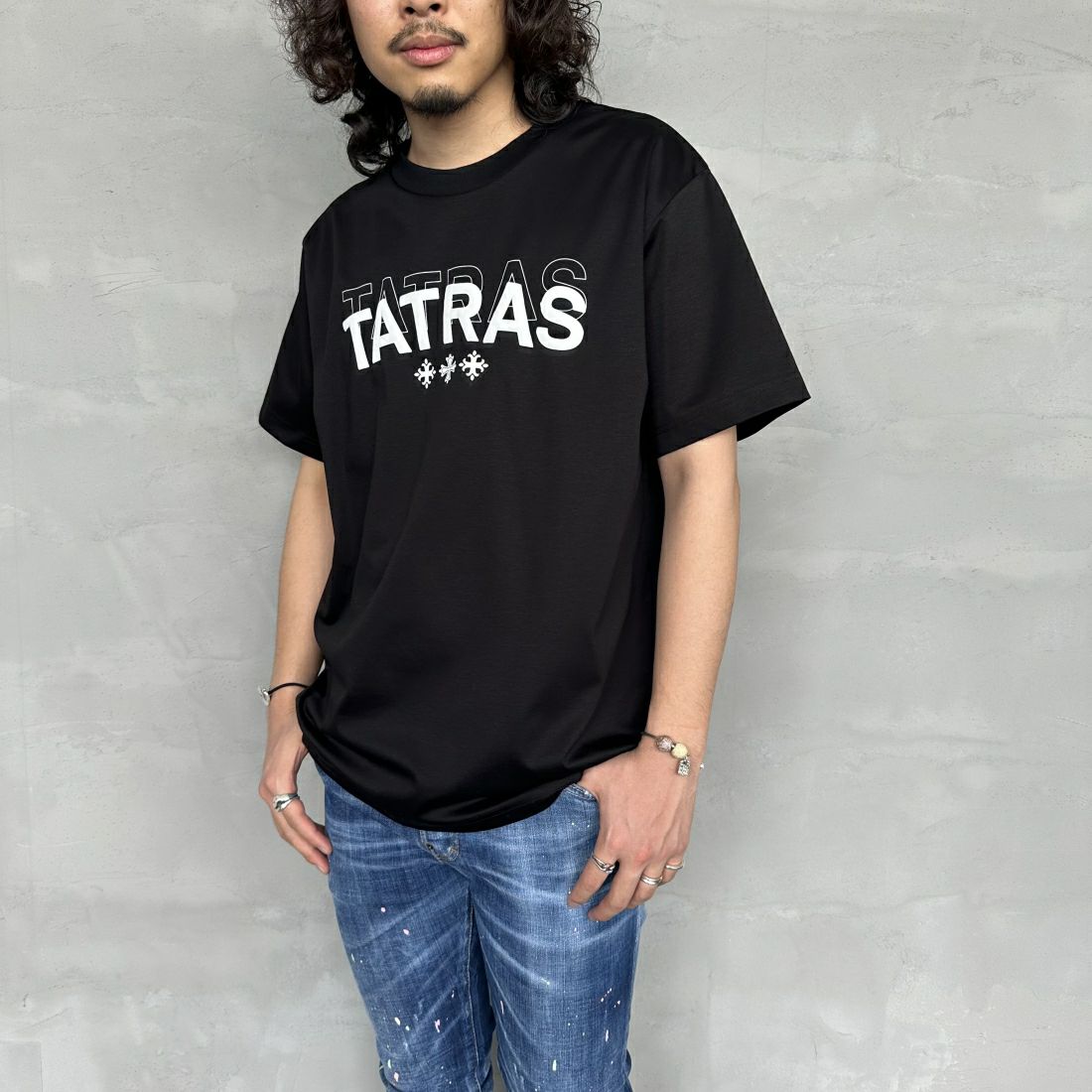 TATRAS [タトラス] ANICETO/アニチェート ロゴTシャツ [MTAT24S8261-M] BLACK &&モデル身長：173cm 着用サイズ：3&&