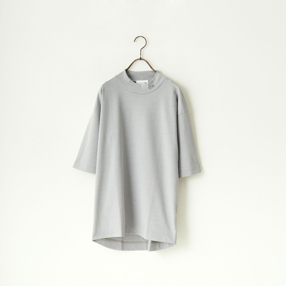LACOSTE [ラコステ] 5分袖モックネックサマーニットTシャツ [TH079] CCA L.GREY