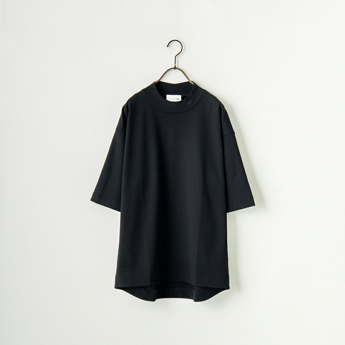 LACOSTE [ラコステ] 5分袖モックネックサマーニットTシャツ [TH079] 031 BLACK