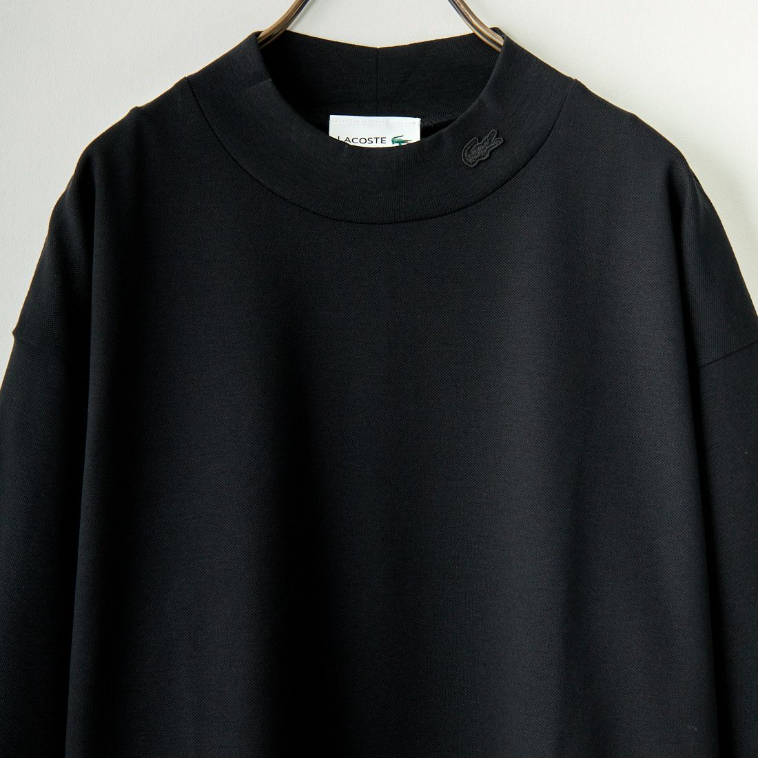 LACOSTE [ラコステ] 5分袖モックネックサマーニットTシャツ [TH079] 031 BLACK