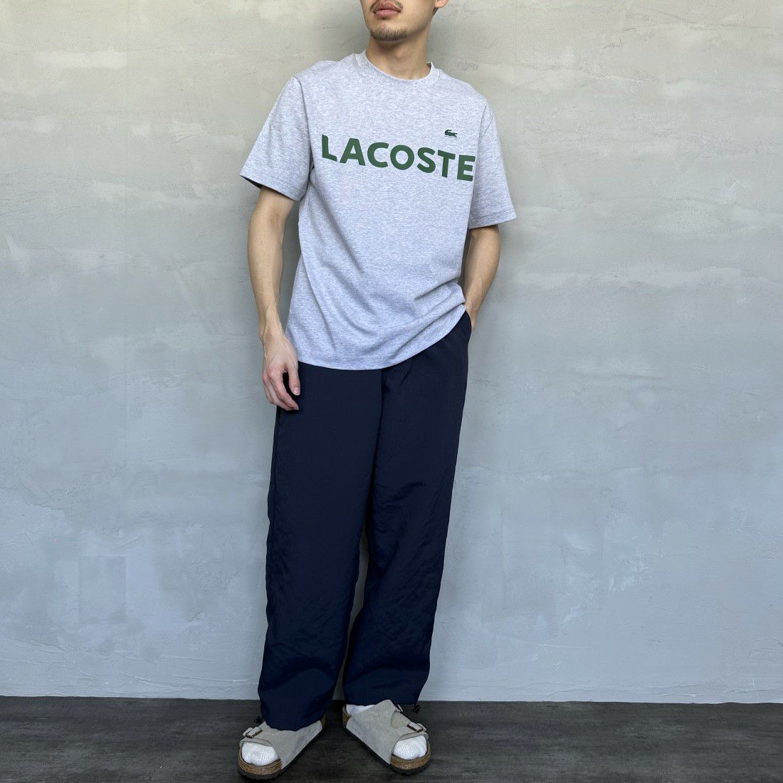 LACOSTE [ラコステ] ヘビーウェイトブランドネームロゴTシャツ [TH2299] CCA SIKVER &&モデル身長：168cm 着用サイズ：3&&