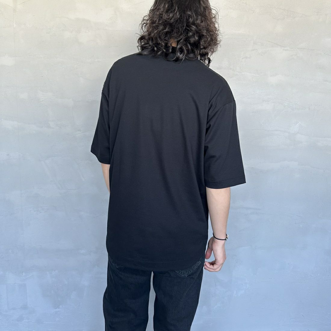 LACOSTE [ラコステ] 5分袖モックネックサマーニットTシャツ [TH079] 031 BLACK &&モデル身長：173cm 着用サイズ：4&&