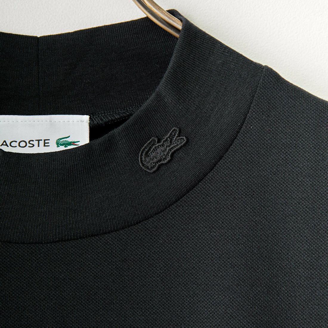LACOSTE [ラコステ] 5分袖モックネックサマーニットTシャツ [TH079] 031 BLACK