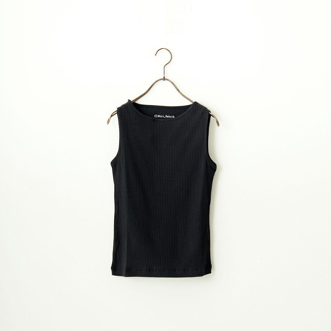Noir Fabrik [ヌワールファブリック] ボートネック ノースリーブ リブTシャツ [JFS-C023] BLACK