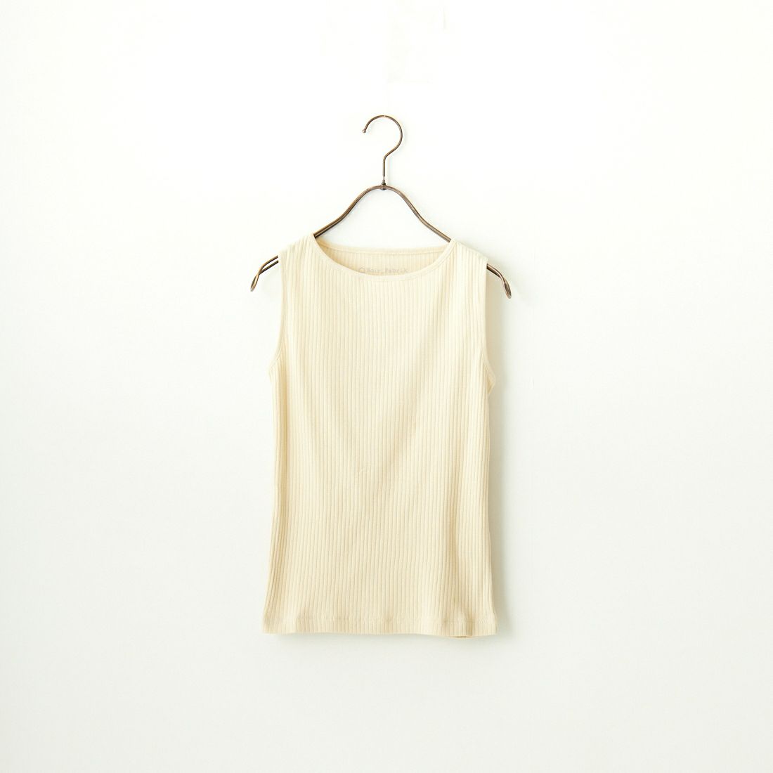 Noir Fabrik [ヌワールファブリック] ボートネック ノースリーブ リブTシャツ [JFS-C023] BEIGE