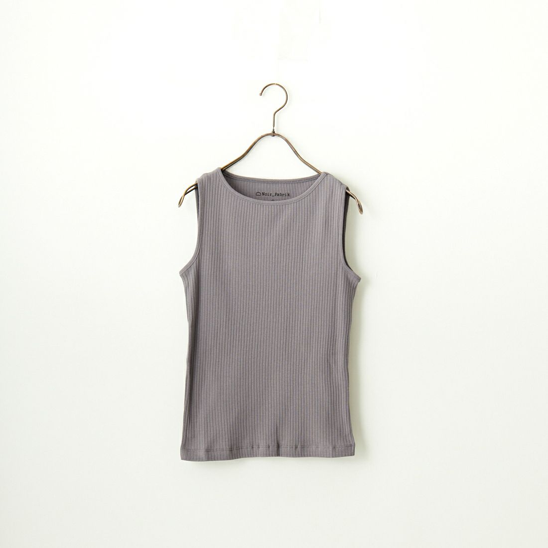 Noir Fabrik [ヌワールファブリック] ボートネック ノースリーブ リブTシャツ [JFS-C023] CHARCOAL