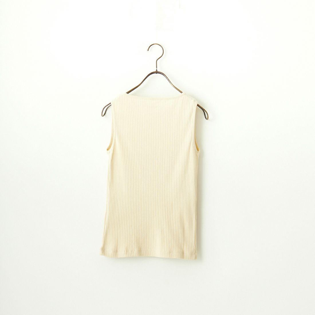 Noir Fabrik [ヌワールファブリック] ボートネック ノースリーブ リブTシャツ [JFS-C023] BEIGE