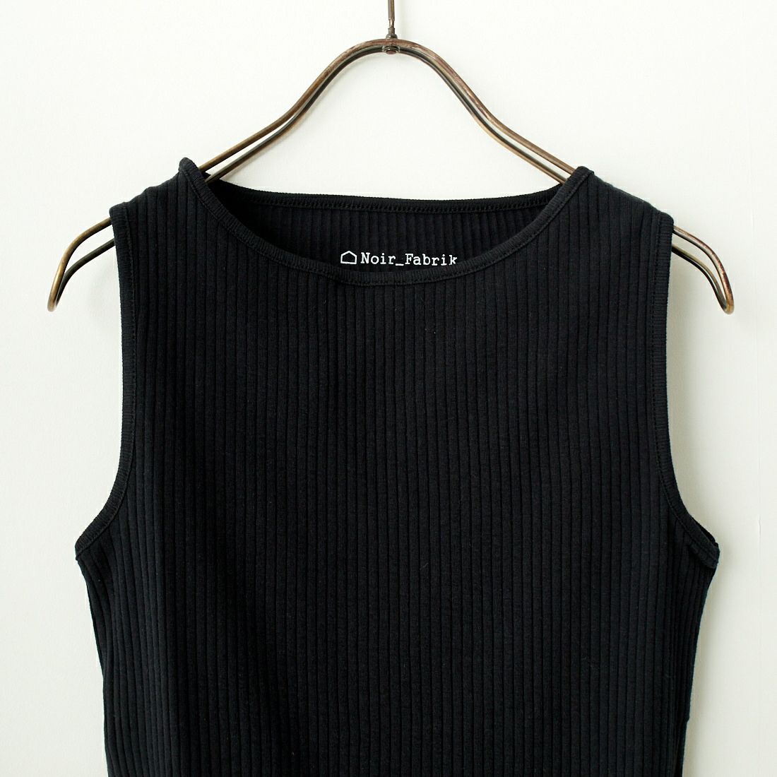 Noir Fabrik [ヌワールファブリック] ボートネック ノースリーブ リブTシャツ [JFS-C023] BLACK