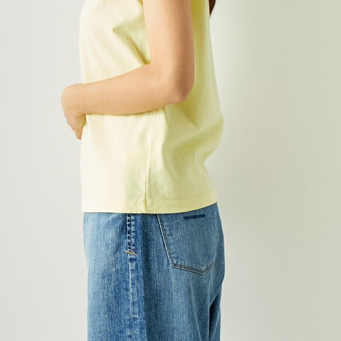 Jf Ready Made [ジェイエフレディメイド] USコットン ラグランフレンチスリーブTシャツ [JFS-C012] LIME &&モデル身長：167cm 着用サイズ：1&&