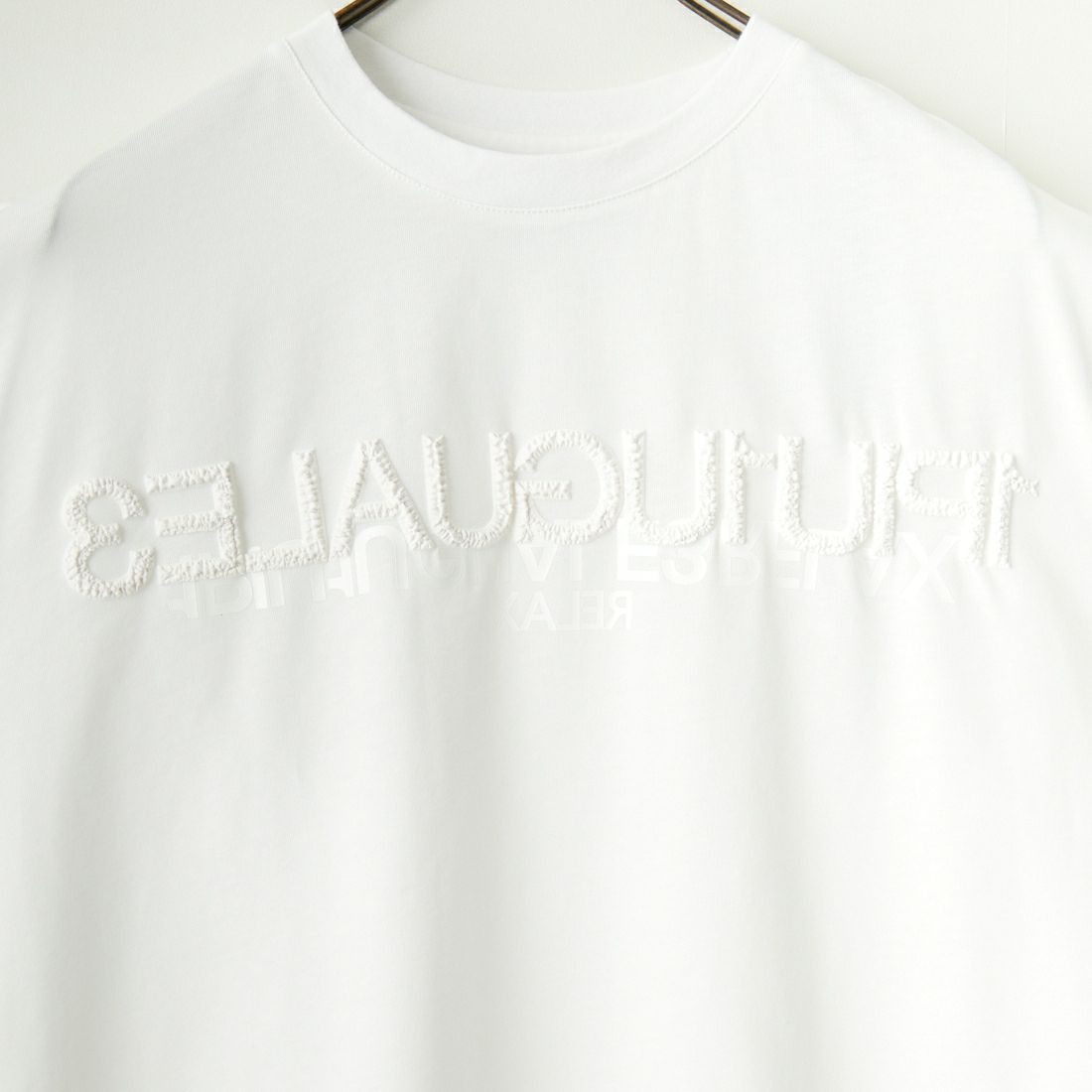 1PIU1UGUALE3 RELAX [ウノ ピゥ ウノ ウグァーレ トレ] シルケットワイドロゴTシャツ [UST-24031] SN10 WHITE