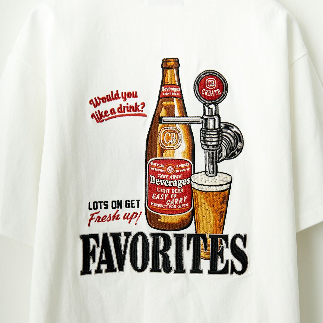 33Degrees [サーティスリーディグリーズ] 刺繍Tシャツ [TDR-242-021] 81 WHTBEER