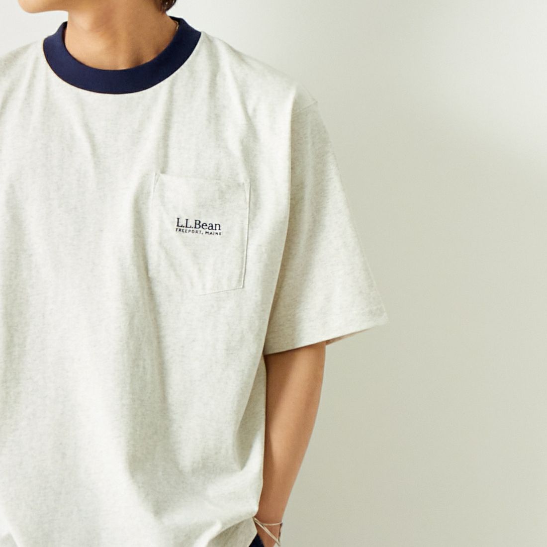 L.L.BEAN [エルエルビーン] リンガーポケットTシャツ [4275-6065] 90 BIRCH/N