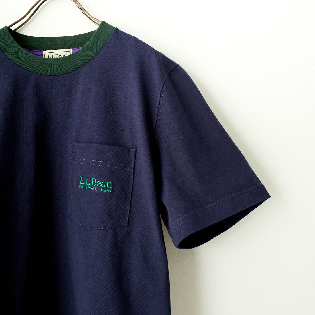 L.L.BEAN [エルエルビーン] リンガーポケットTシャツ [4275-6065] 91 NAVY/GR