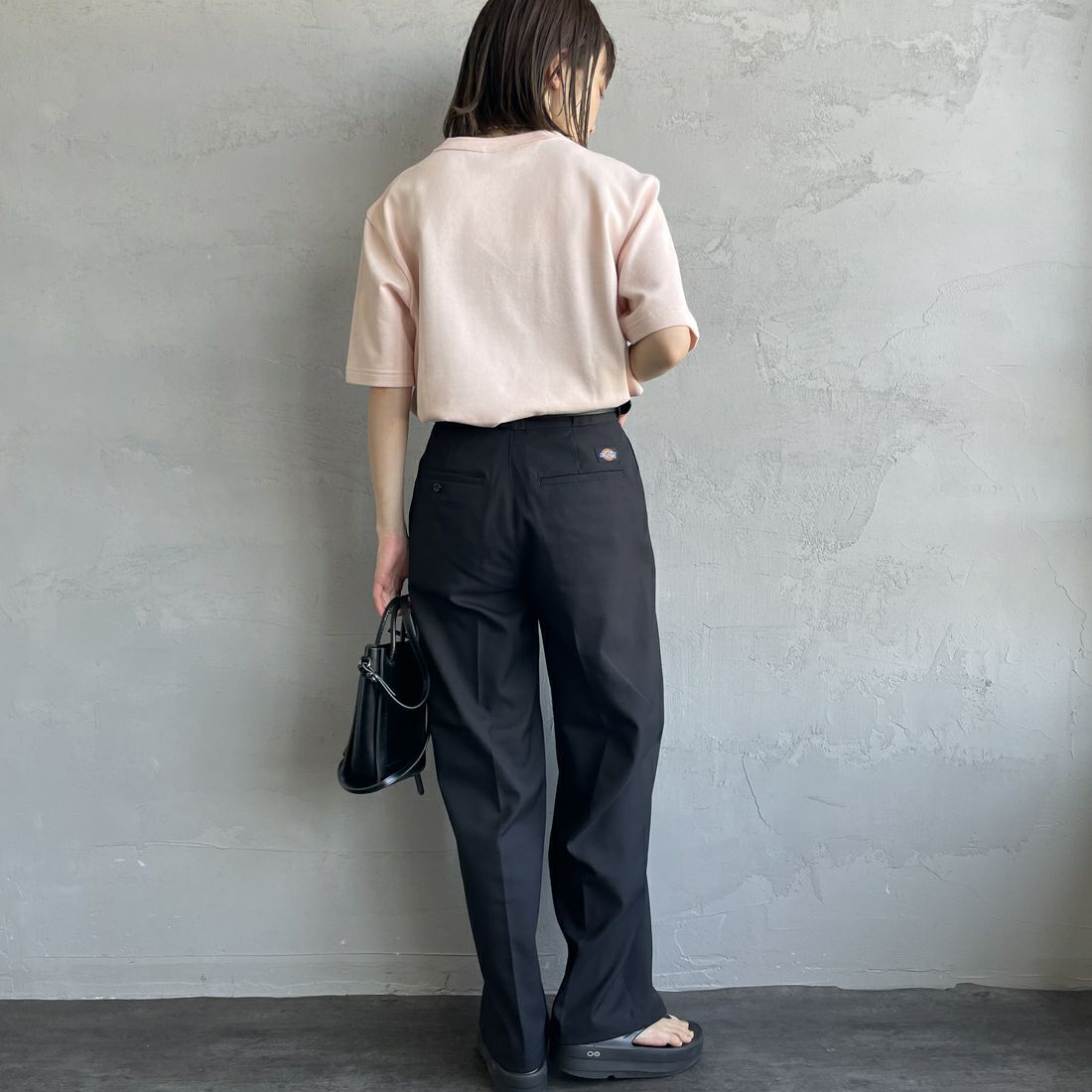 LACOSTE [ラコステ] ワンポイントロゴ 鹿の子ポケットTシャツ [TH4921] HCZ L.PINK &&モデル身長：158cm 着用サイズ：2&&