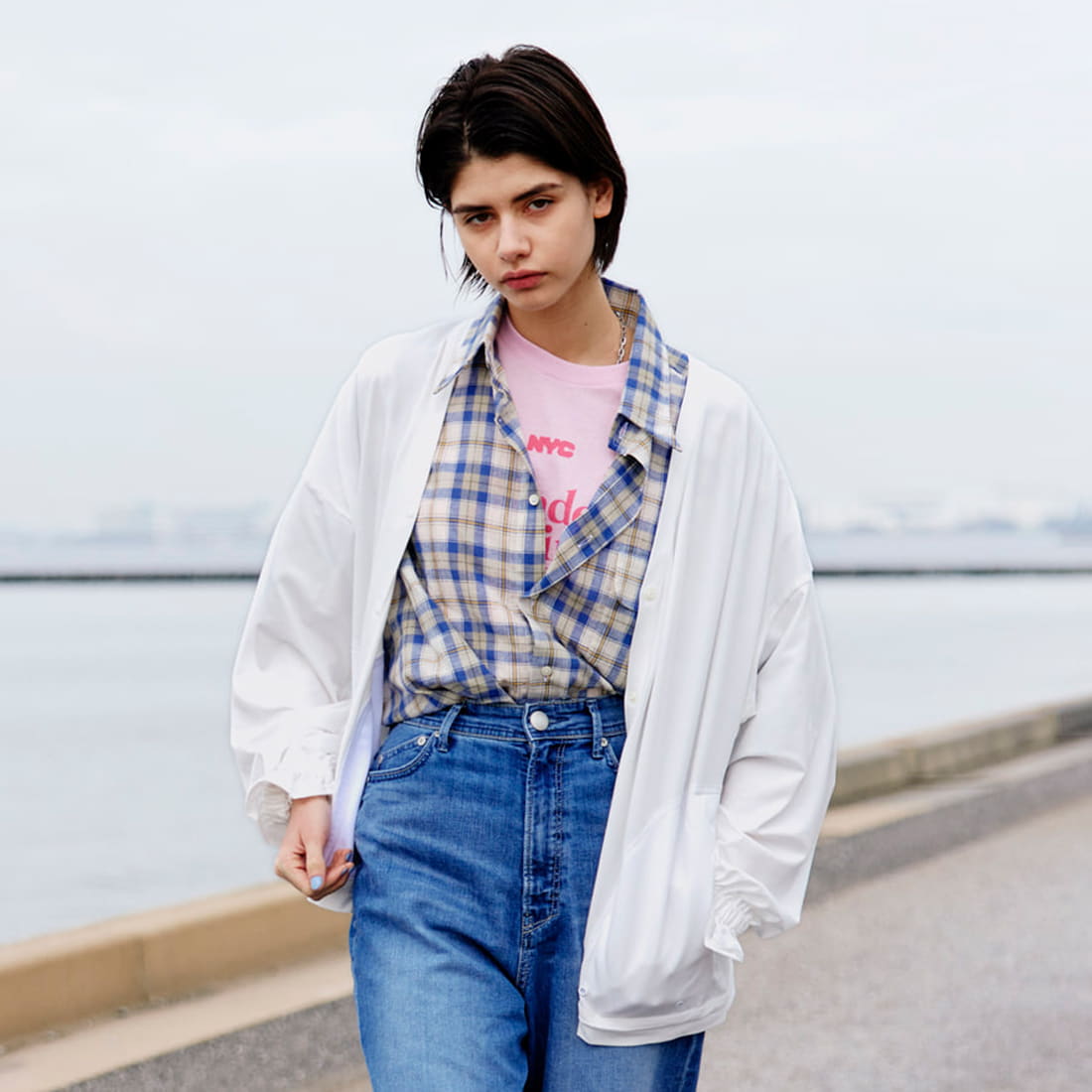 INDIVIDUALIZED SHIRTS [インディビジュアライズド シャツ] 別注 カバナシャツ [IS200016000-L-JF] L53BLP BLU&&モデル身長：172cm 着用サイズ：F&&