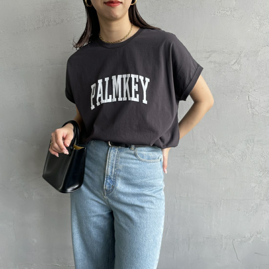 MICA&DEAL × JEANSFACTORY [マイカアンドディール × ジーンズファクトリー] 別注 PALMKEY ラウンドヘムショートスリーブTシャツ [0124209141-JF]