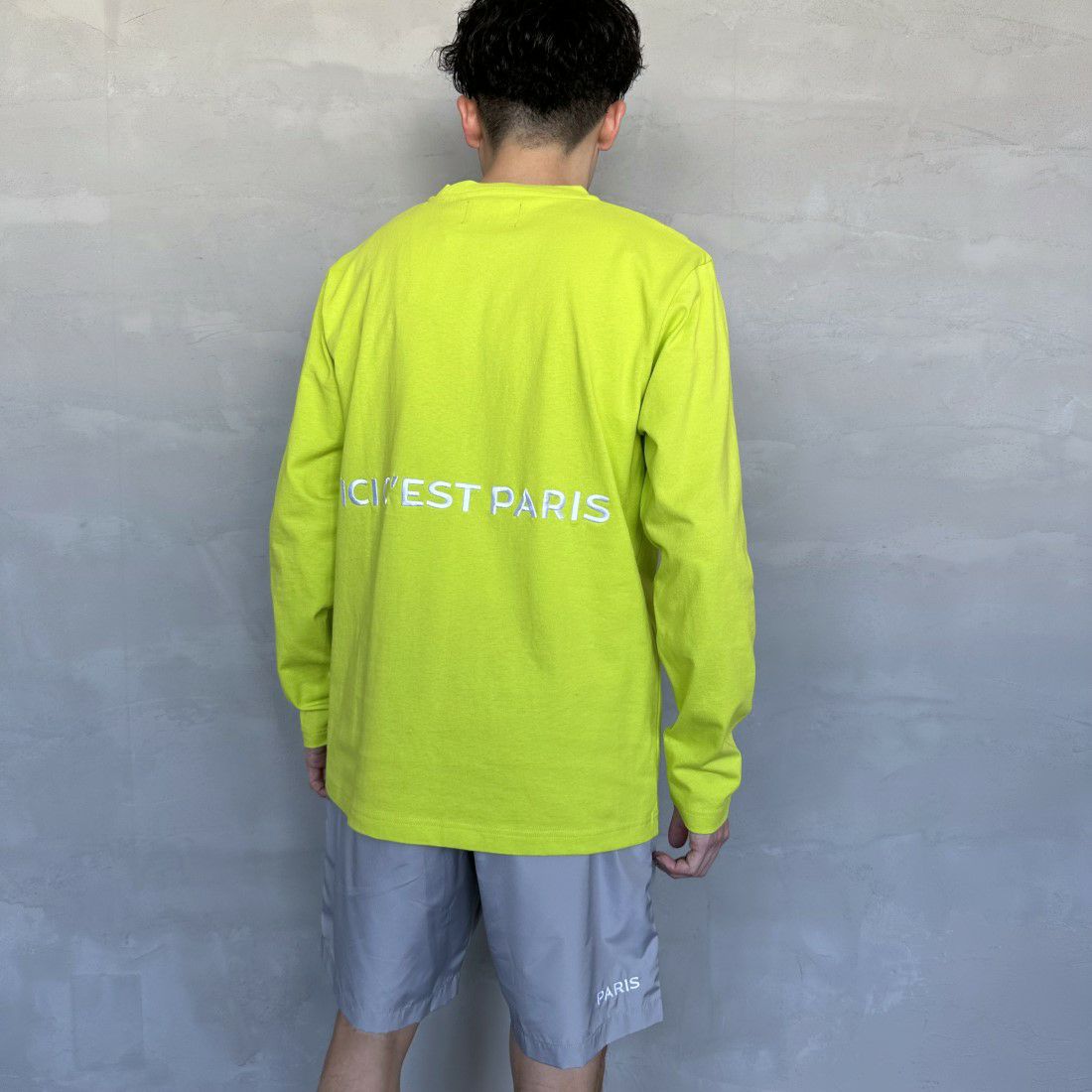 PARIS SAINT-GERMAN [パリ・サンジェルマン] PSG刺繍ロゴ ロングスリーブTシャツ [PS0324SS0001] L.GREEN &&モデル身長：168cm 着用サイズ：M&&