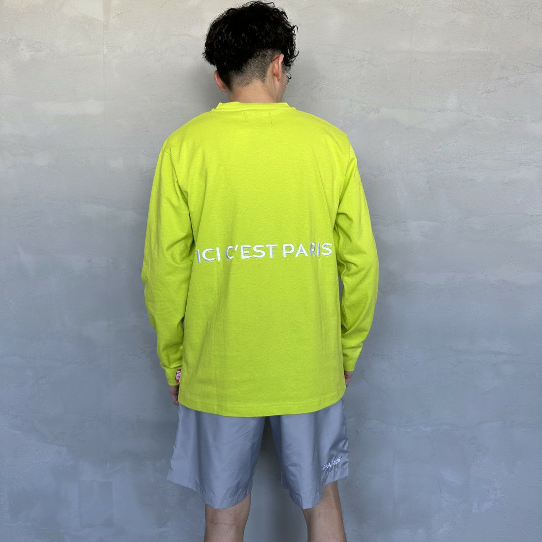 PARIS SAINT-GERMAN [パリ・サンジェルマン] PSG刺繍ロゴ ロングスリーブTシャツ [PS0324SS0001] L.GREEN &&モデル身長：168cm 着用サイズ：M&&