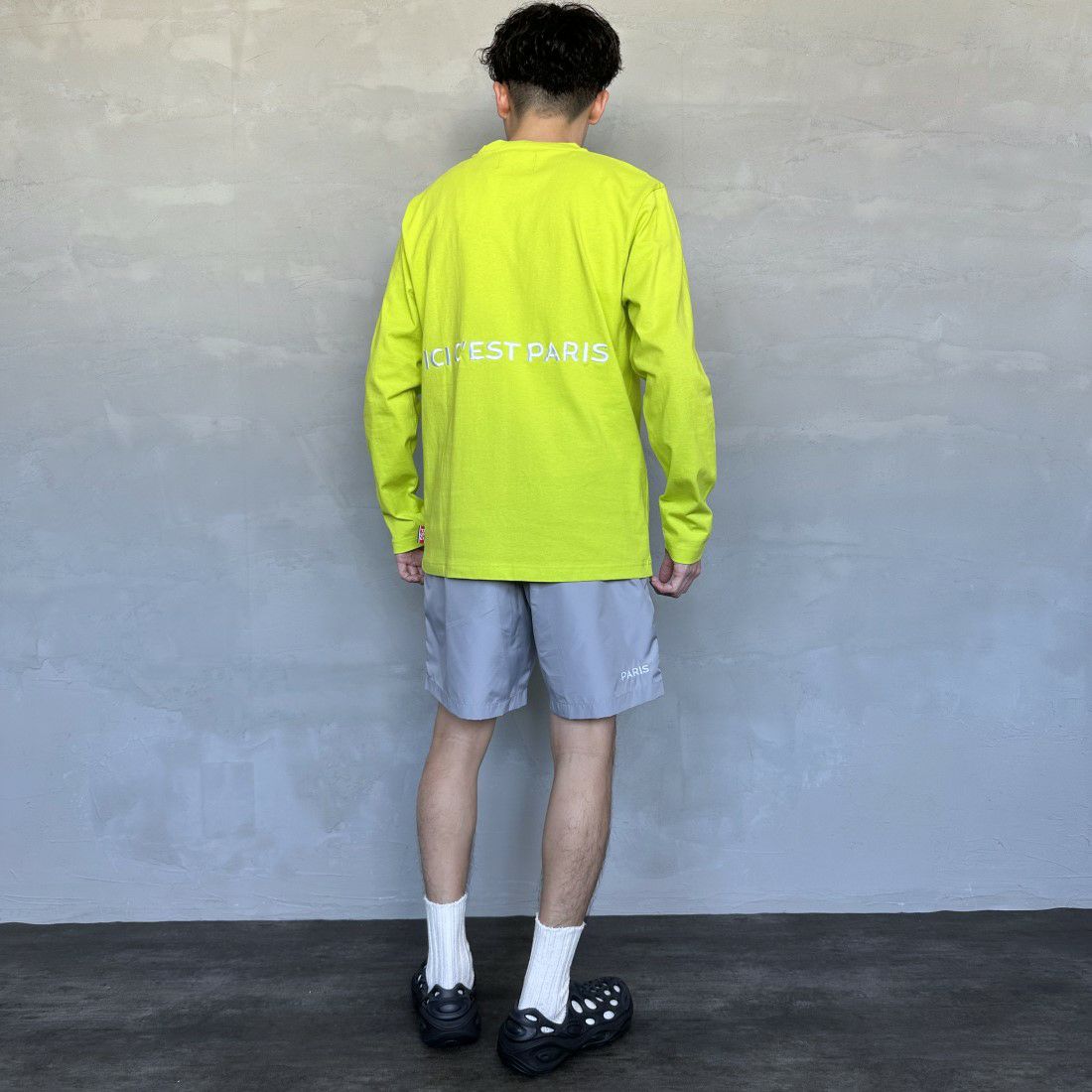 PARIS SAINT-GERMAN [パリ・サンジェルマン] PSG刺繍ロゴ ロングスリーブTシャツ [PS0324SS0001] L.GREEN &&モデル身長：168cm 着用サイズ：M&&