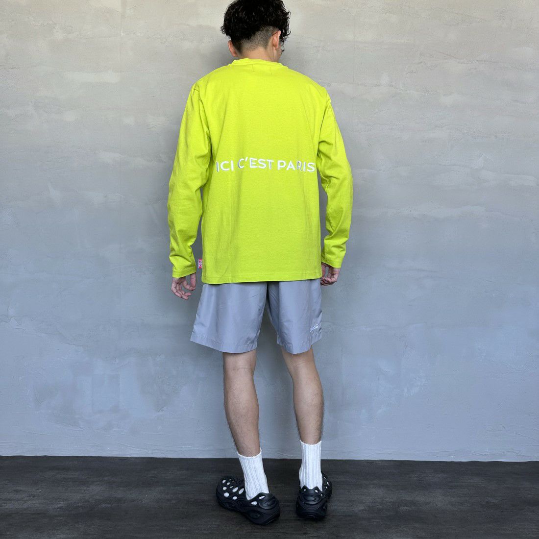 PARIS SAINT-GERMAN [パリ・サンジェルマン] PSG刺繍ロゴ ロングスリーブTシャツ [PS0324SS0001] L.GREEN &&モデル身長：168cm 着用サイズ：M&&