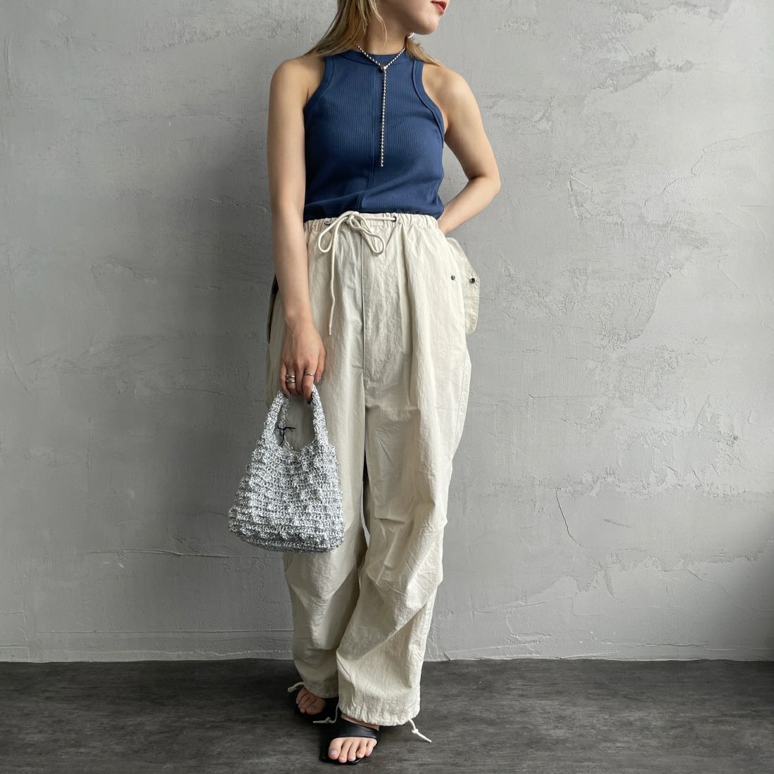 By/m [バイエム] アメリカンスリーブ タンクトップ [24112020] 12 BLUE&&モデル身長：156cm　着用サイズ：F&&