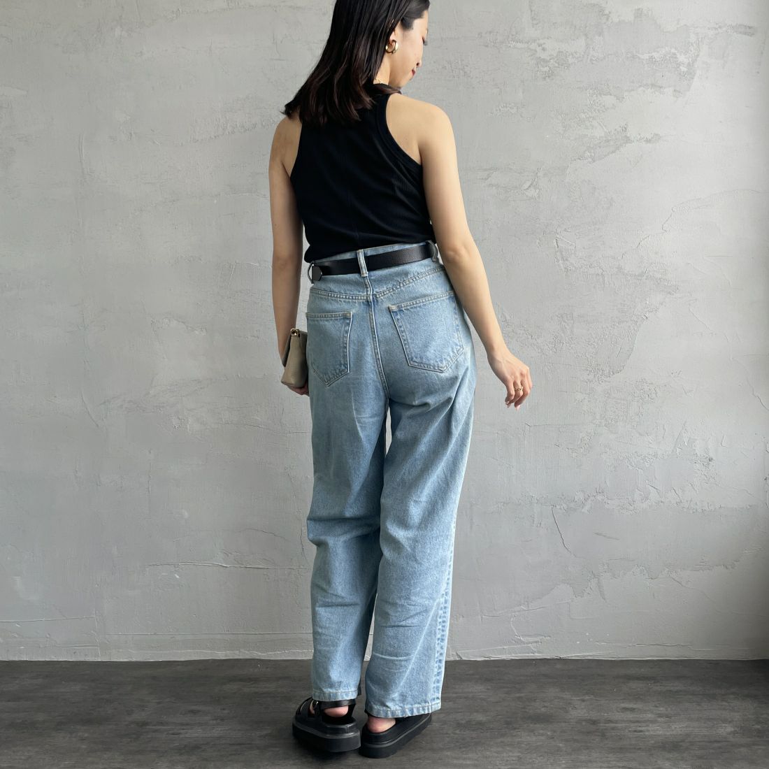 By/m [バイエム] アメリカンスリーブ タンクトップ [24112020] 09 BLACK&&モデル身長：163cm　着用サイズ：F&&