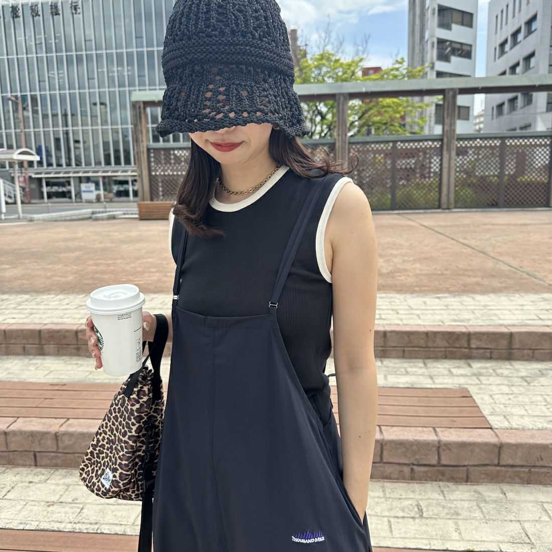 THOUSAND MILE [サウザンド マイル] 別注 マルチWAYキャミワンピース [TM241NP50392-JF] 79 NAVY &&モデル身長：163cm 着用サイズ：F&&