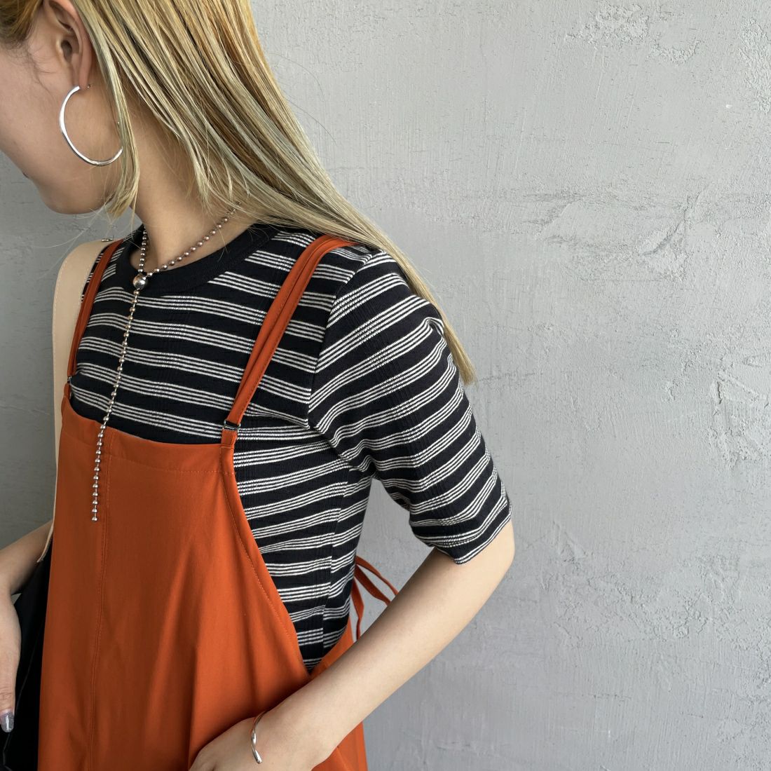 THOUSAND MILE [サウザンド マイル] 別注 マルチWAYキャミワンピース [TM241NP50392-JF] 45 ORANGE &&モデル身長：156cm 着用サイズ：F&&