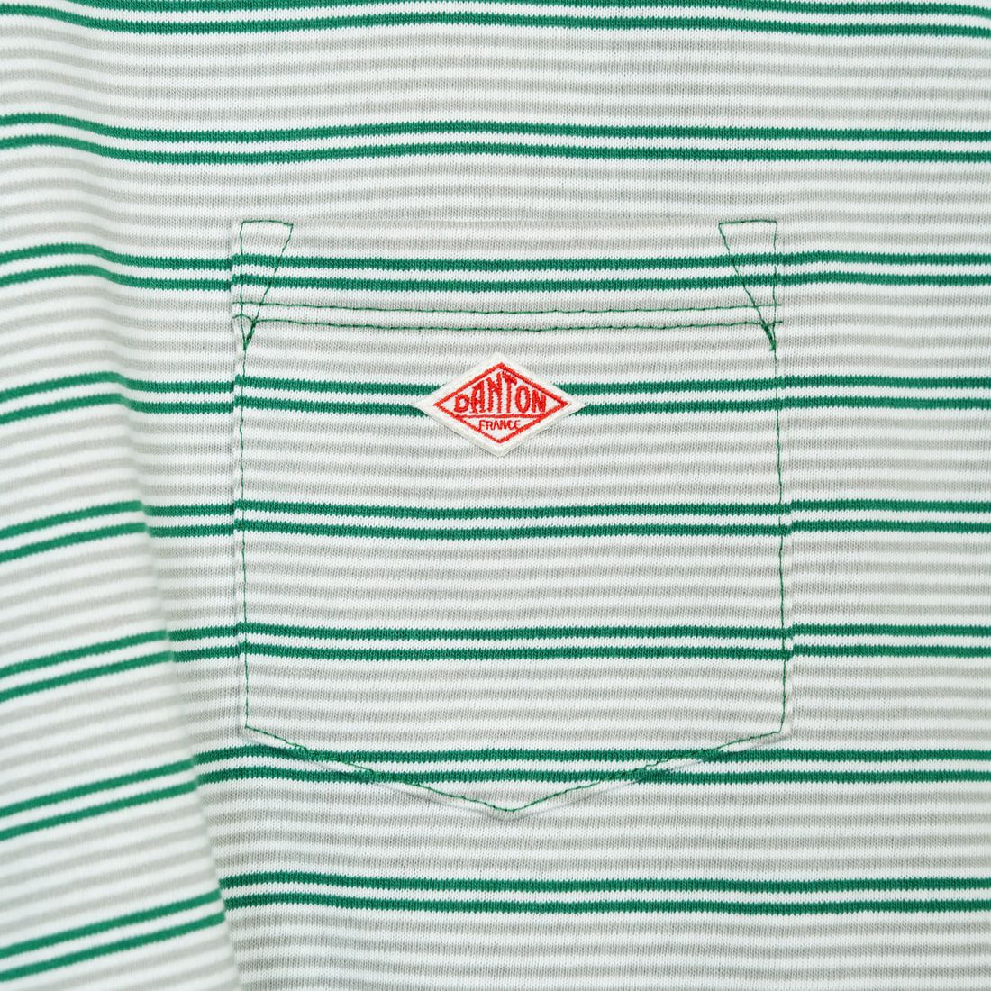 DANTON [ダントン] ストライプ ポケットTシャツ [DT-C0197TCB] GRN/GRY
