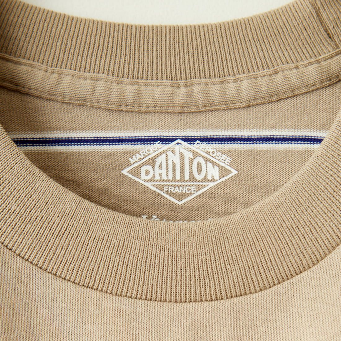 DANTON [ダントン] ストライプ ポケットTシャツ [DT-C0197TCB] BEIGE/PURP