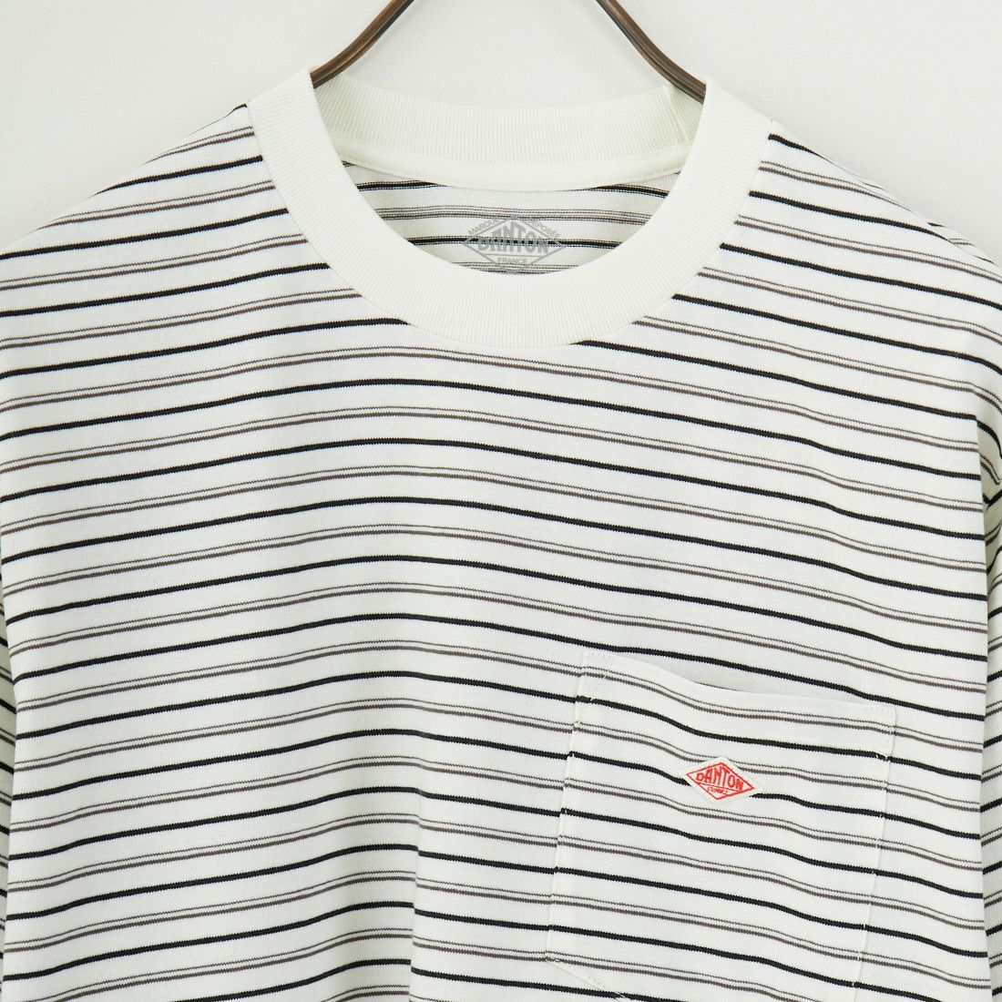 DANTON [ダントン] ストライプ ポケットTシャツ [DT-C0198TCB] ECRU/BLK