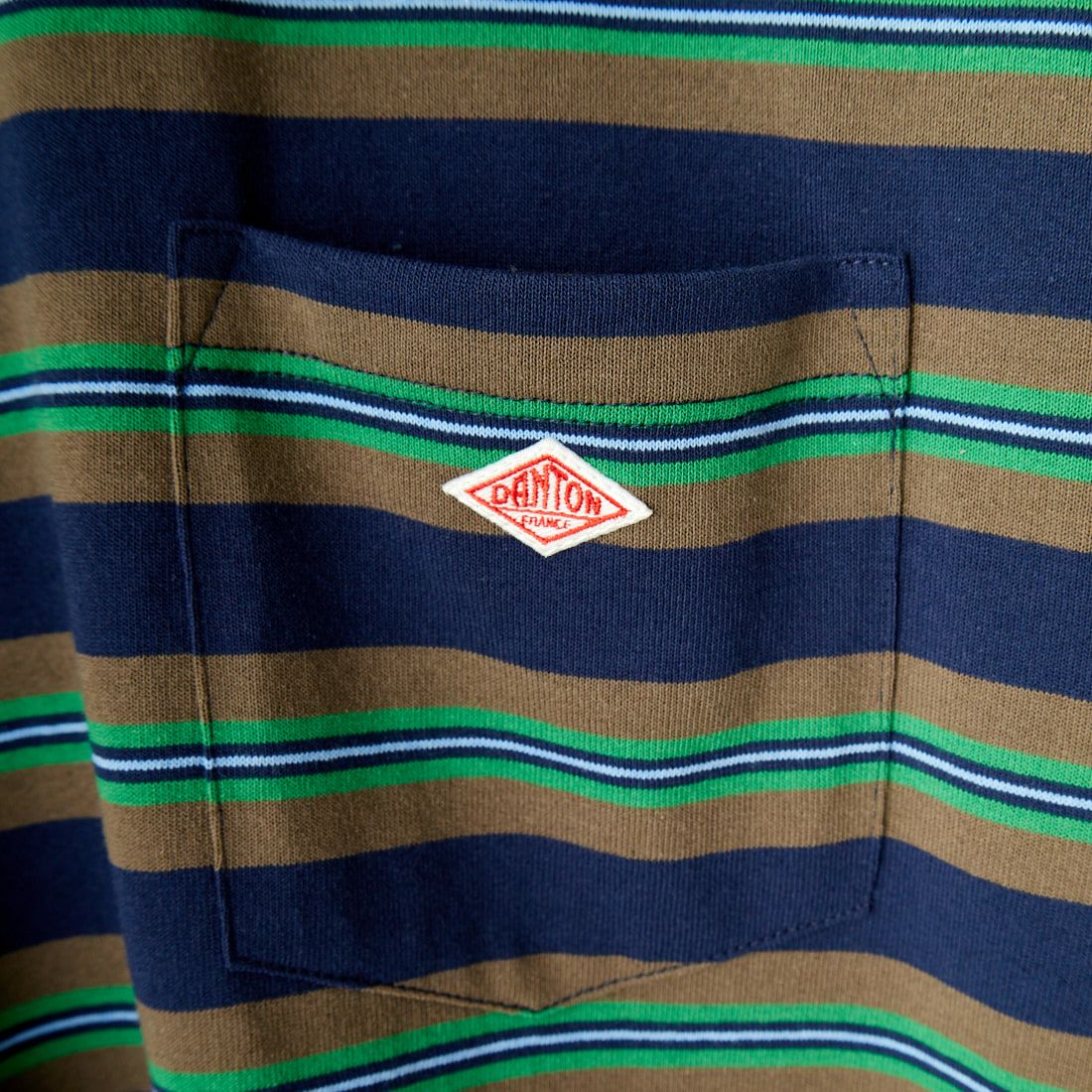 DANTON [ダントン] ストライプ ポケットTシャツ [DT-C0198TCB] NVY/L.GRN