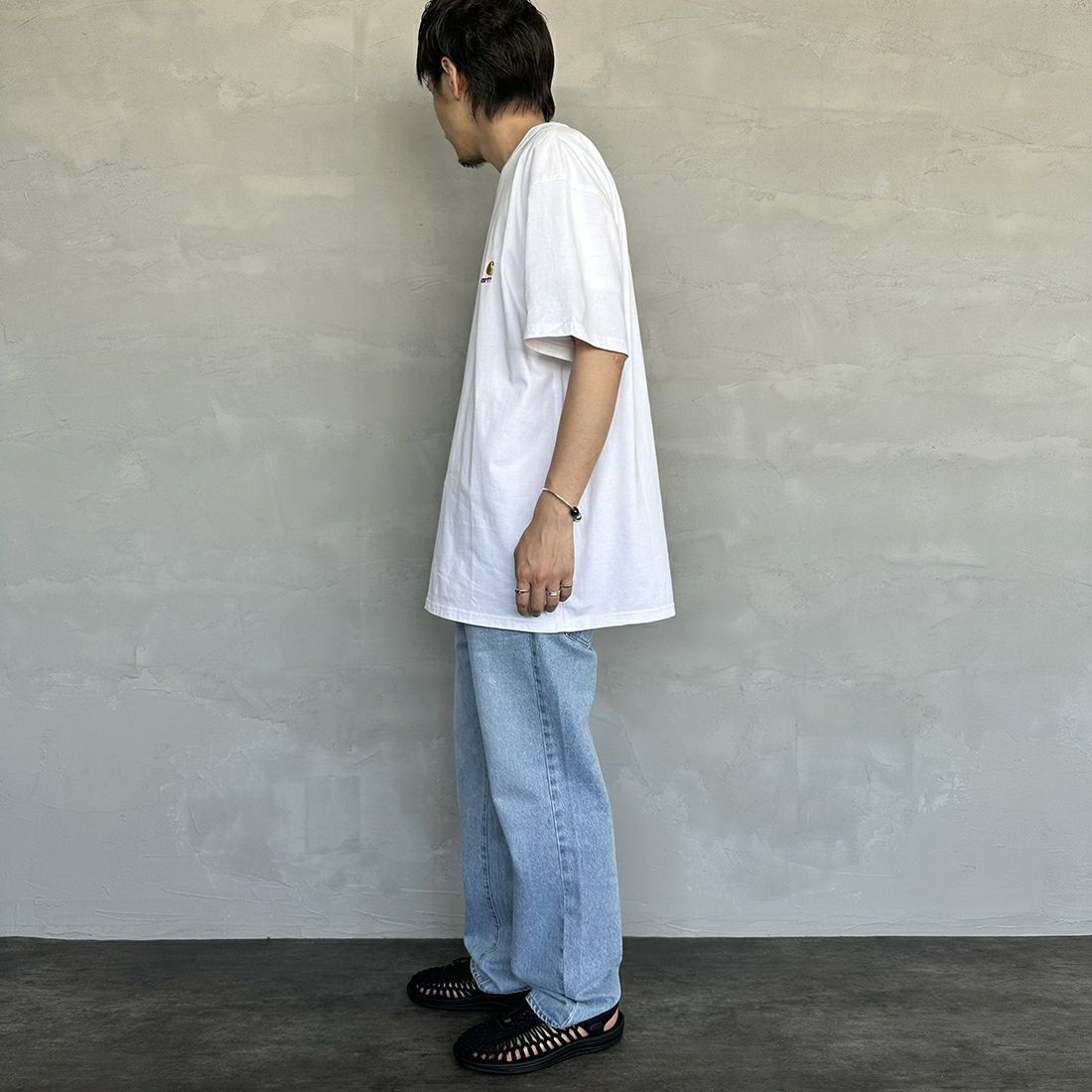 carhartt WIP [カーハートダブリューアイピー] ショートスリーブアメリカンスクリプトTシャツ [I029956] RATTAN &&モデル身長：168cm 着用サイズ：XL&&