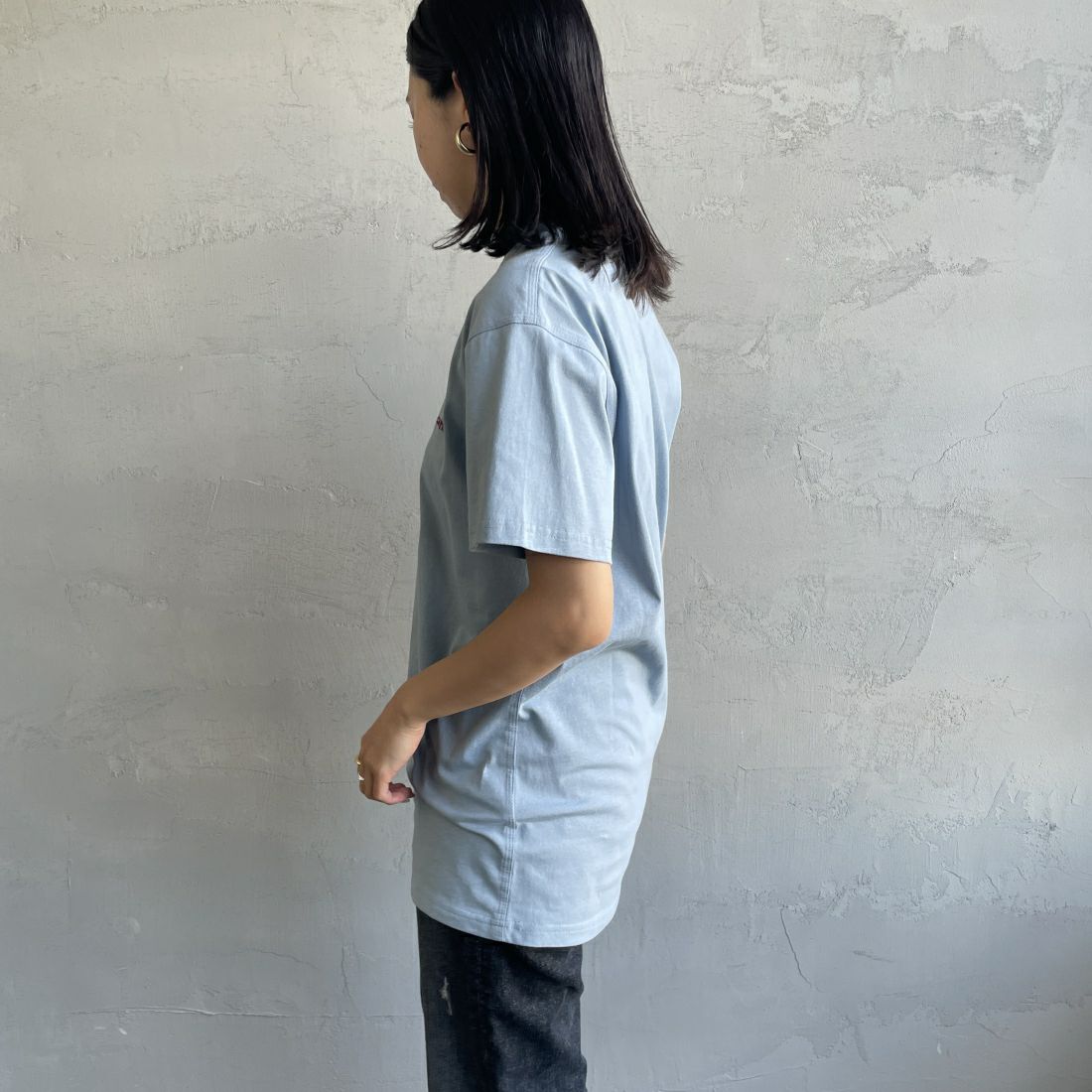 carhartt WIP [カーハートダブリューアイピー] ショートスリーブアメリカンスクリプトTシャツ [I029956] LUMBER &&モデル身長：160cm 着用サイズ：S&&