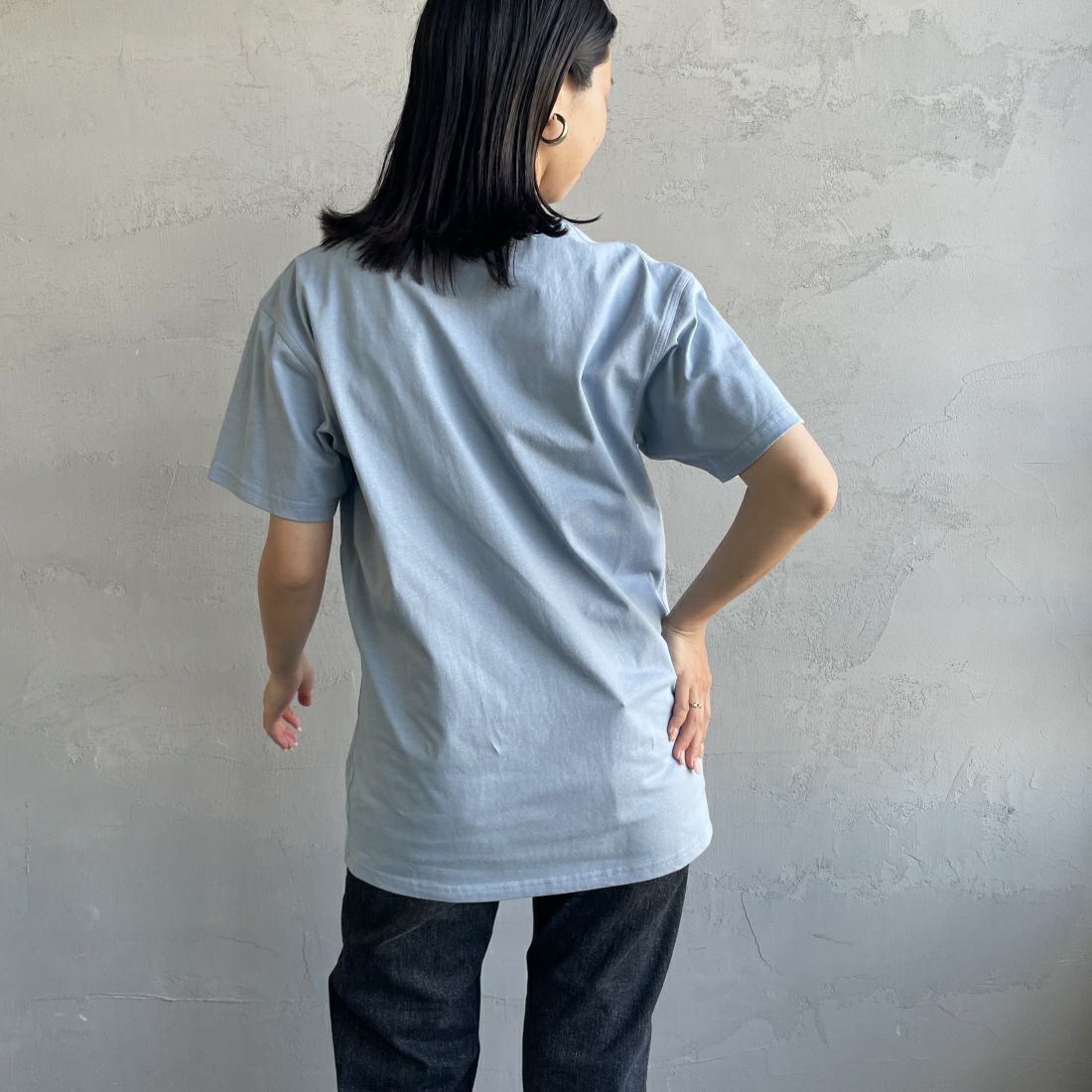 carhartt WIP [カーハートダブリューアイピー] ショートスリーブアメリカンスクリプトTシャツ [I029956] LUMBER &&モデル身長：160cm 着用サイズ：S&&