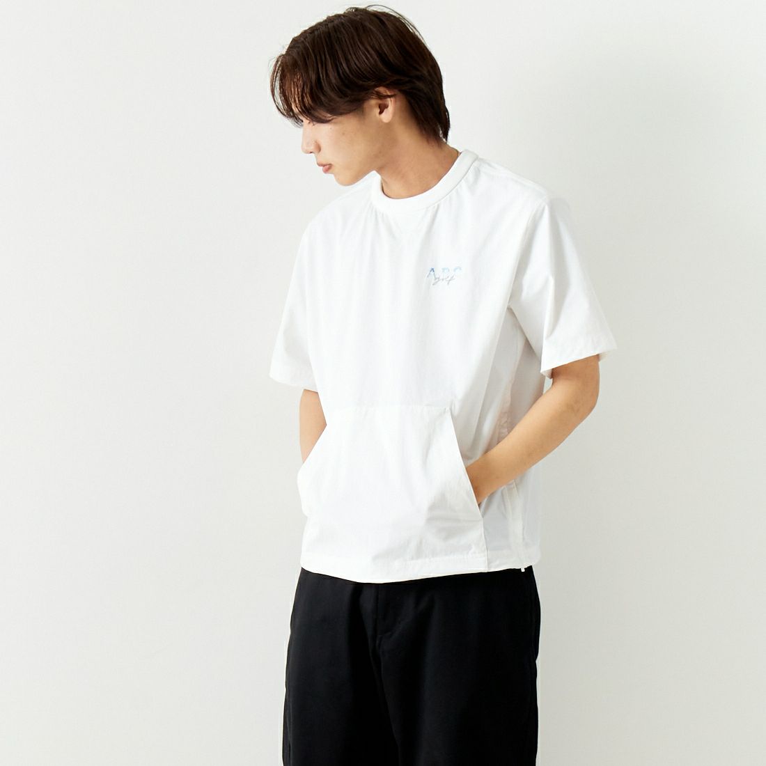 A.P.C. GOLF [アー・ペー・セー ゴルフ] ウィンドブレーカーTシャツ [CWM4457] WHITE &&モデル身長：179cm 着用サイズ：M&&