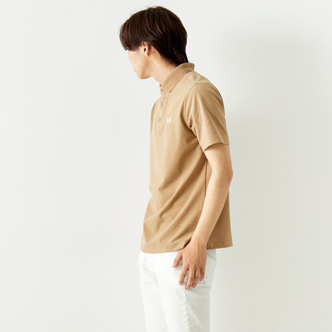 A.P.C. GOLF [アー・ペー・セー ゴルフ] ベーシックポロシャツ [CTS4412] L.BEIGE &&モデル身長：179cm 着用サイズ：L&&