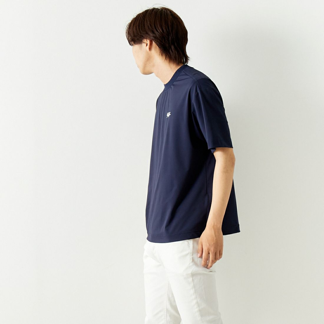 A.P.C. GOLF [アー・ペー・セー ゴルフ] ラウンドTシャツ [CTM4401] NAVY &&モデル身長：179cm 着用サイズ：L&&