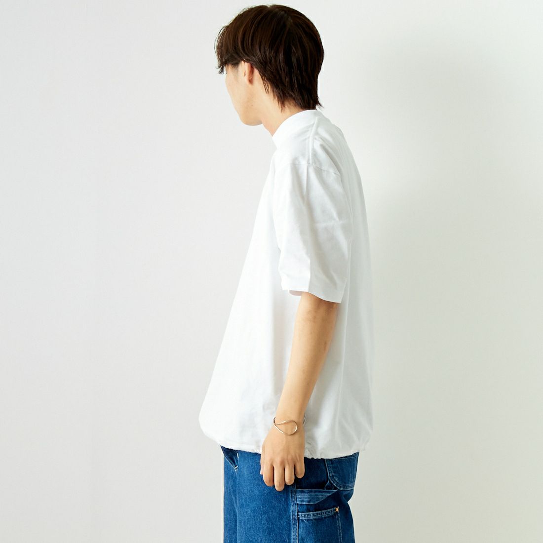 SLICK [スリック] ドローストリングTシャツ [5255850] 900 WHITE &&モデル身長：179cm 着用サイズ：2&&
