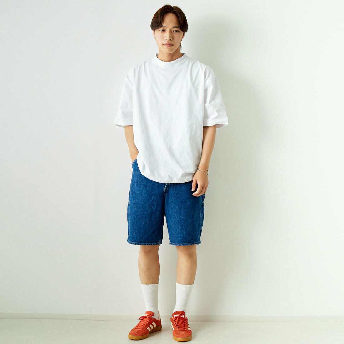 SLICK [スリック] ドローストリングTシャツ [5255850] 900 WHITE &&モデル身長：179cm 着用サイズ：2&&