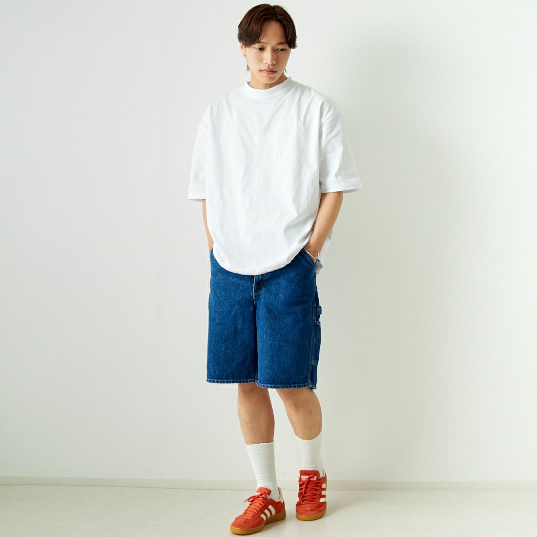 SLICK [スリック] ドローストリングTシャツ [5255850] 900 WHITE &&モデル身長：179cm 着用サイズ：2&&