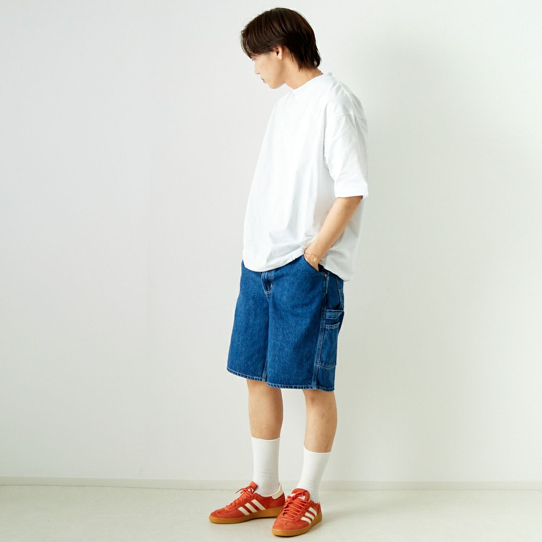SLICK [スリック] ドローストリングTシャツ [5255850] 900 WHITE &&モデル身長：179cm 着用サイズ：2&&